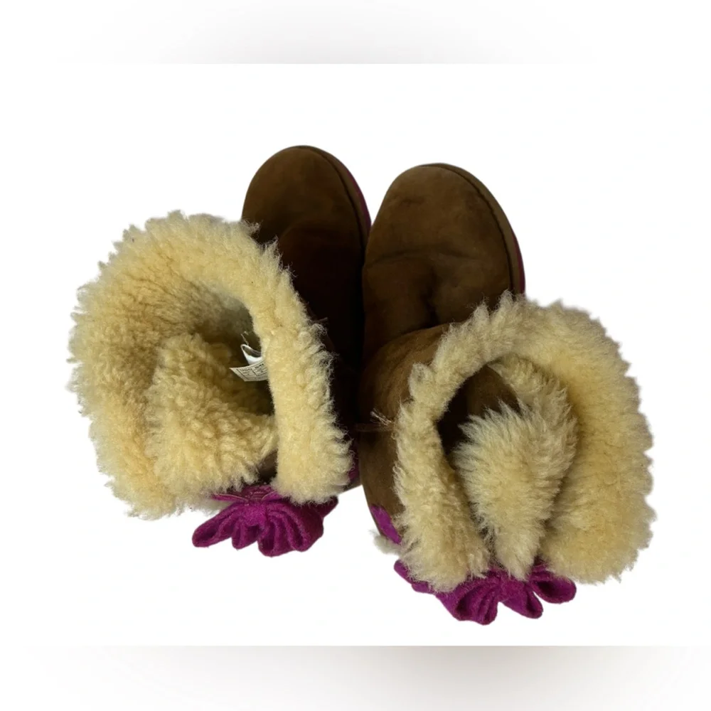 Coquette Ribbon Y2K Style UGG K Bailey Bow Cozy Sheepskin Boots w/ magenta bows